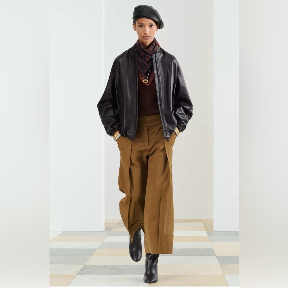 Zara SRPLS Leather Bomber Jacket